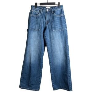 Forever 21 Womens Straight Leg Carpenter Jeans Blue Medium Wash Size 27 Utility